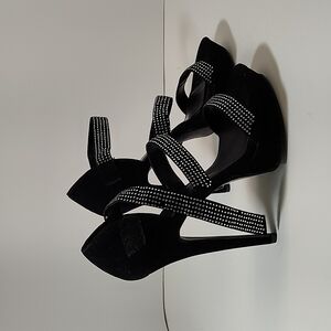 Promise black platform rhinestone stiletto sandals Size: 8